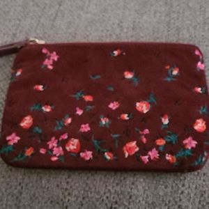 Old Navy Maroon and Floral Velvet Wristlet